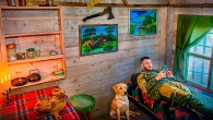Bushcraft House in the Forest. Rain and Food in the forest