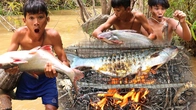Wild Rainforest Fish Feast: Primitive Boy's Culinary Spectacle!