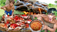 Survival in the rainforest - squid eatings, cooking squid eating delicuous!
