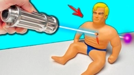 POWERFUL LASER vs STRETCH ARMSTRONG