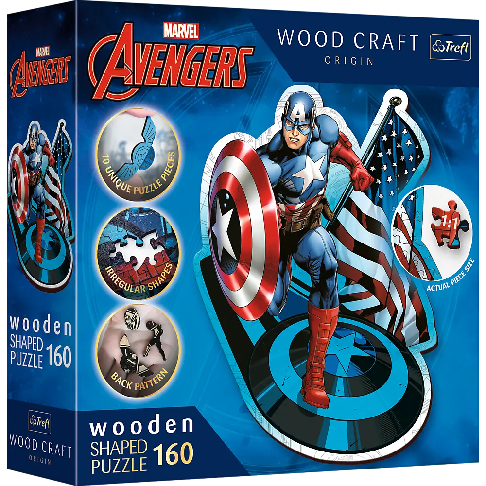 Дерев'яний пазл Trefl Wooden Marvel Heroes Капітан Америка