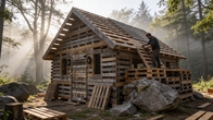 Building a FREE Pallet House for Survival in the Deep Forest | Full Build
