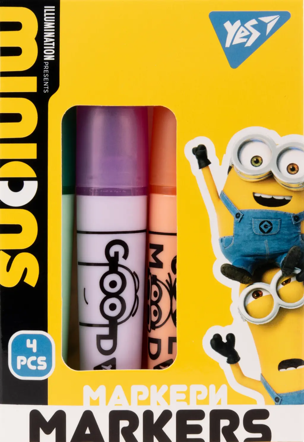 Маркер текстовий YES Minions в наборі 4 штуки