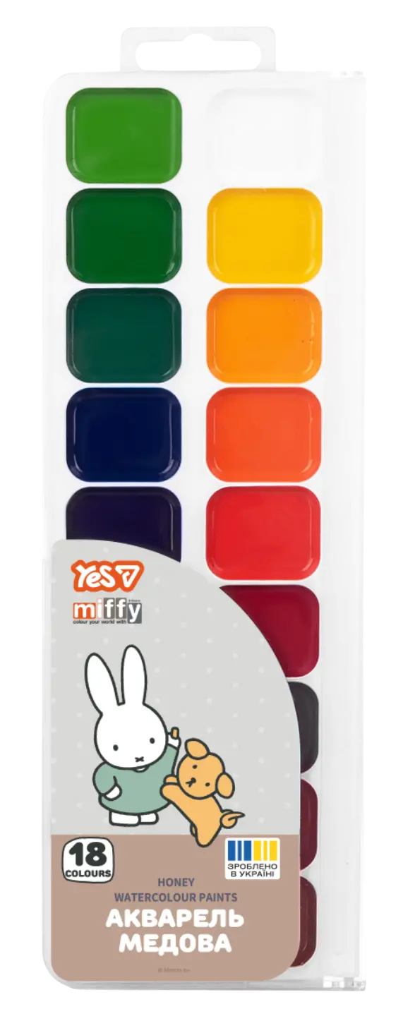 Обкладинка "Фарби акварельні Yes Miffy 18 кольорів"