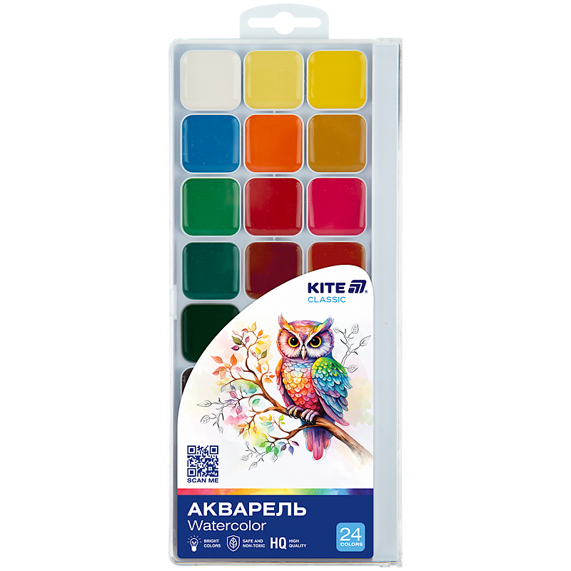 Фарби акварельні 24 кольори Kite Classic