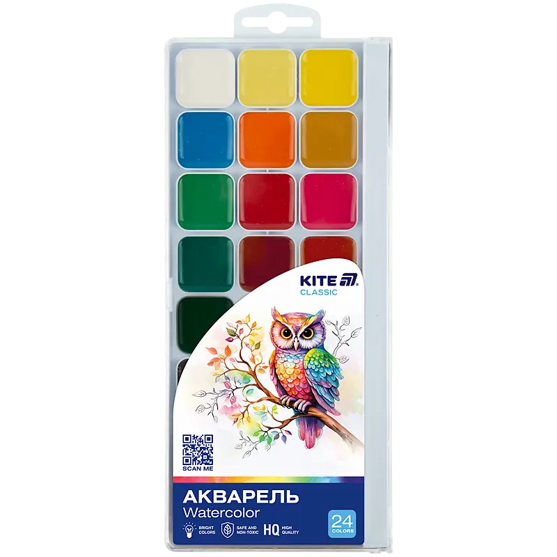 Обкладинка "Фарби акварельні 24 кольори Kite Classic"
