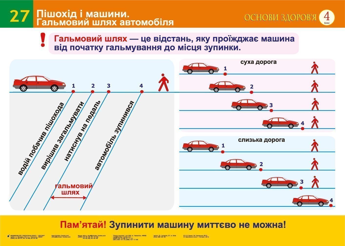 Пішохід і машини. Гальмовий шлях автомобіля. Водії...