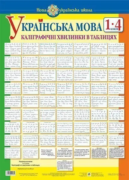 Обкладника "Українська мова. 1-4 класи. Каліграфічні хвилинки в таблицях (64 таблиці)" Обкладинка "Українська мова. 1-4 класи. Каліграфічні хвилинки в таблицях (64 таблиці)"