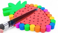 Satisfying Video | How To Make Rainbow Strawberry Birthday Cake From Kinetic Sand Cutting ASMR Video