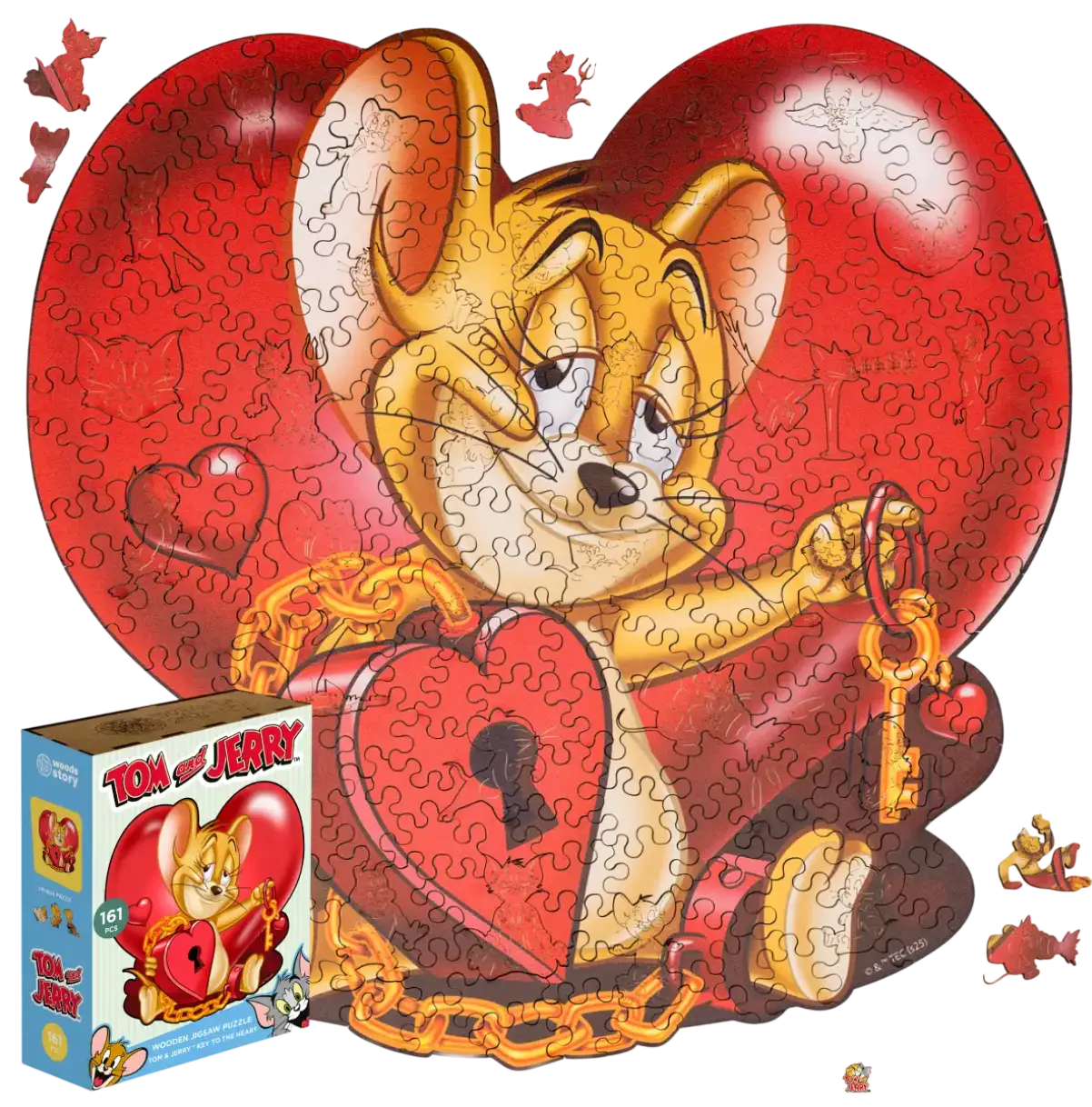 Фігурний дерев'яний пазл Tom & Jerry Ключ до серця (XL / А3)