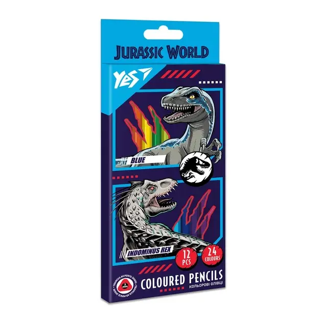 Олівці кольорові YES 12/24 кольорів Jurassic World