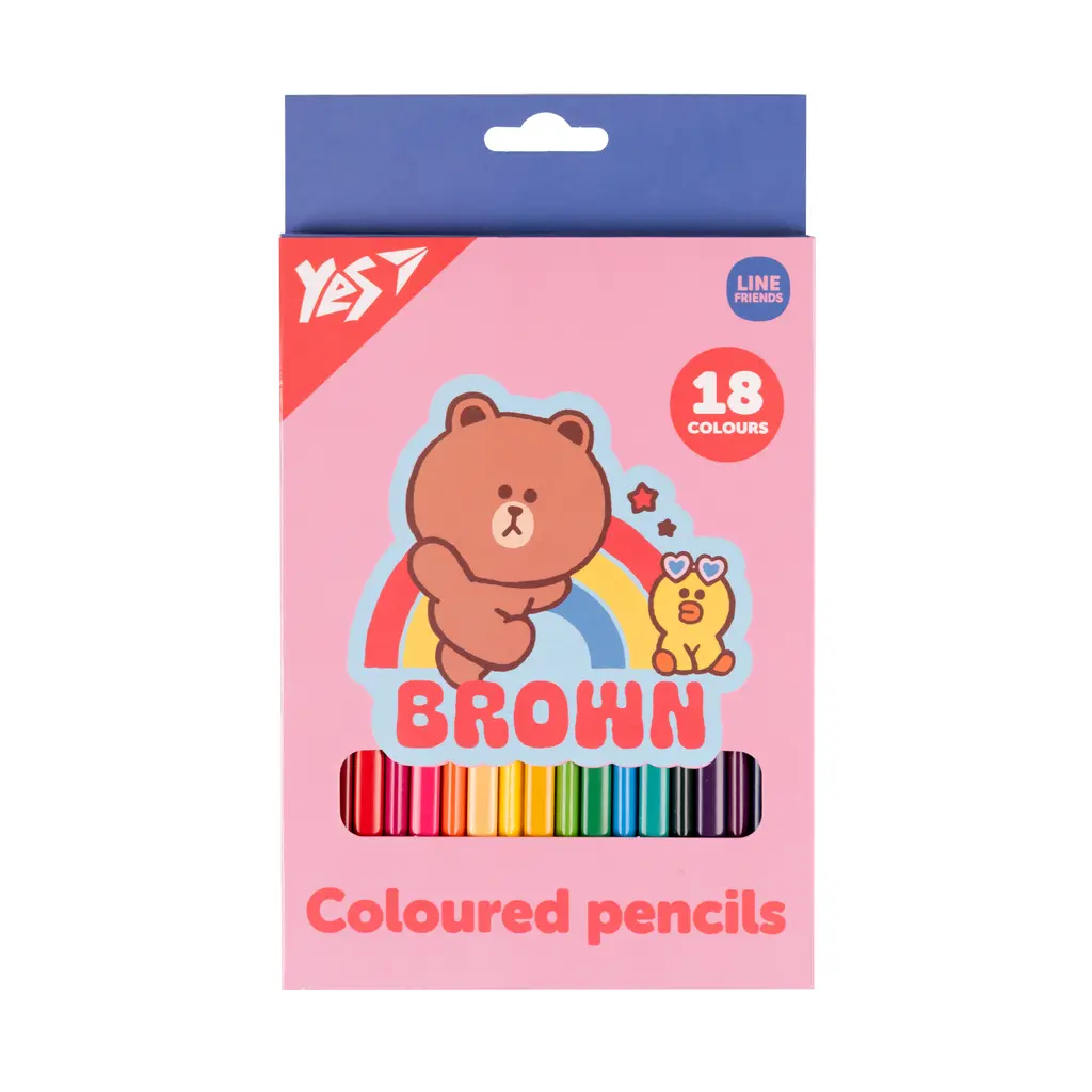 Обкладинка "Олівці кольорові YES 18 кольорів Line Friends.Choco and Sally"
