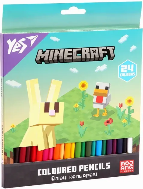Обкладинка "Олівці кольорові YES 24 кольори Minecraft.Spring"
