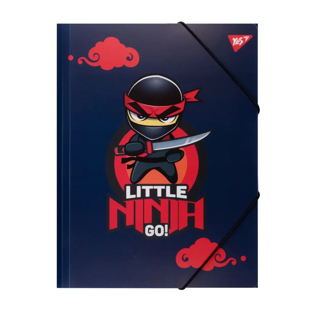 Обкладника "Папка YES A4 на гумці Ninja, синя" Обкладинка "Папка YES A4 на гумці Ninja, синя"