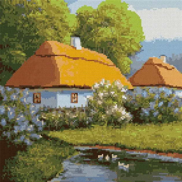 Алмазна мозаїка SANTI Хутір, 40*40 см на підрамнику