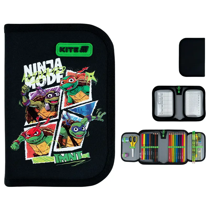 Обкладника "Пенал з наповненням Kite Ninja Turtles (1 відділення, 2 відвороти)" Обкладинка "Пенал з наповненням Kite Ninja Turtles (1 відділення, 2 відвороти)"