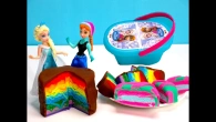 Elsa & Anna Make Play Dough Cake! Play Toys cooking story