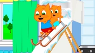 Cats Family in English - Homemade Ice Slide Cartoon for Kids