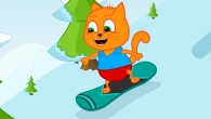 Cats Family in English - Virtual Snowboard Racing Animation