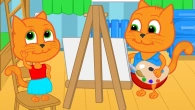 Cats Family in English - Model For The Artist Cartoon for Kids