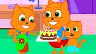 Cats Family in English - Rainbow Birthday Dress Animation