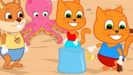 Cats Family in English - Little Pink Octopus is in Trouble Cartoon for Kids