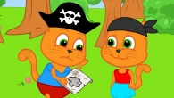 Cats Family in English - Finding Pirate Treasures Cartoon for Kids