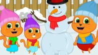 Cats Family in English - Snowman Cartoon for Kids