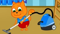 Cats Family in English - Apartment Cleaning Cartoon for Kids