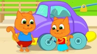 Cats Family in English - Broken car Cartoon for Kids